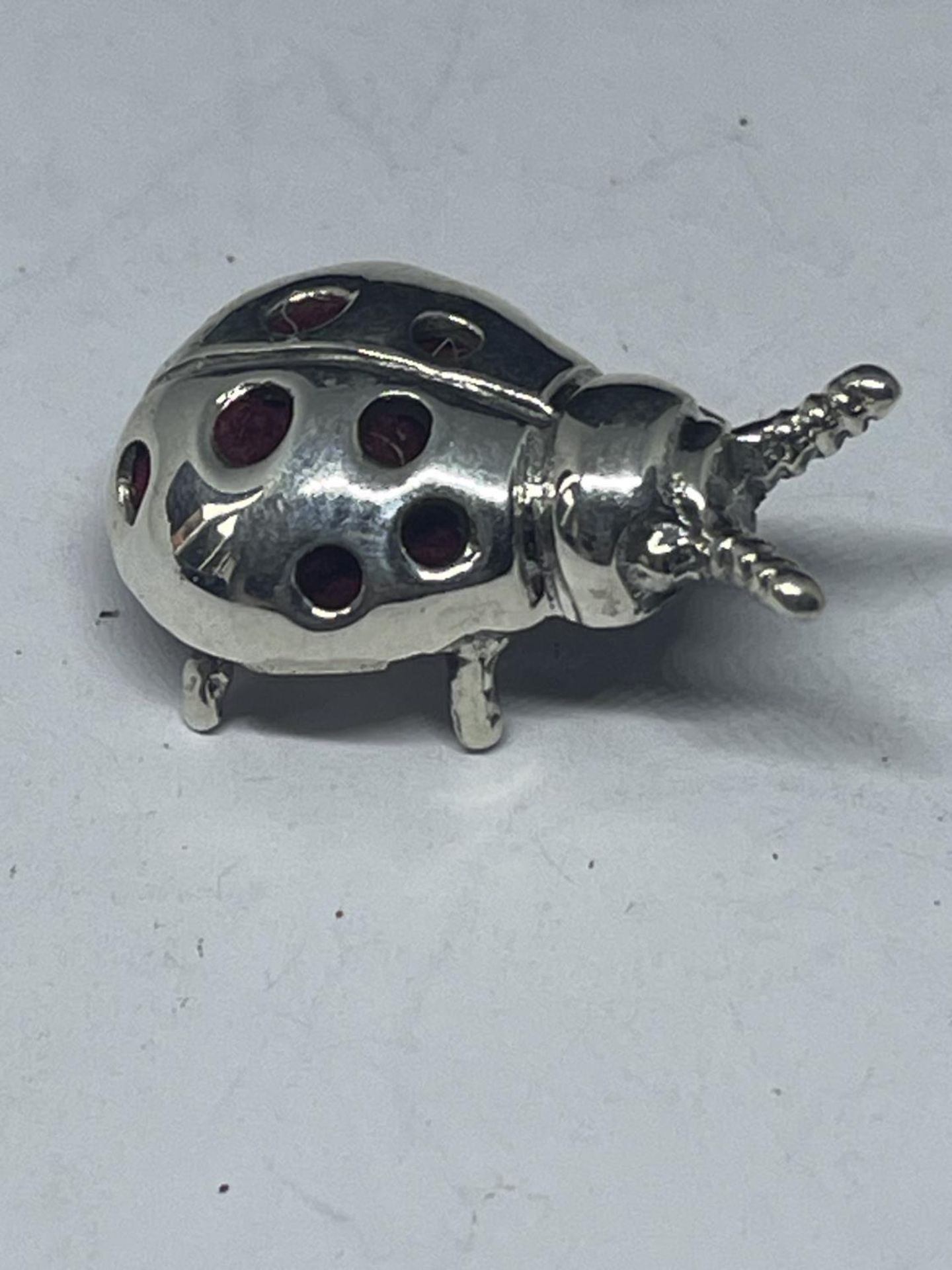 A SILVER PIN CUSHION IN THE FORM OF A LADYBIRD