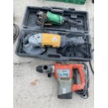 THREE VARIOUS POWER TOOLS TO INCLUDE A JCB ANGLE GRINDER AND AN HITACHI ANGLE GRINDER ETC