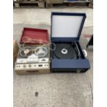 A BSR PORTABLE TAPE TO TAPE PLAYER AND A BSR PORTABLE RECORD PLAYER