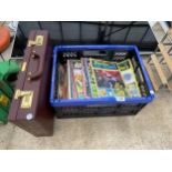 A BRIEFCASE AND A LARGE COLLECTION OF EVERYDAY ELECTRONICS MAGAZINES