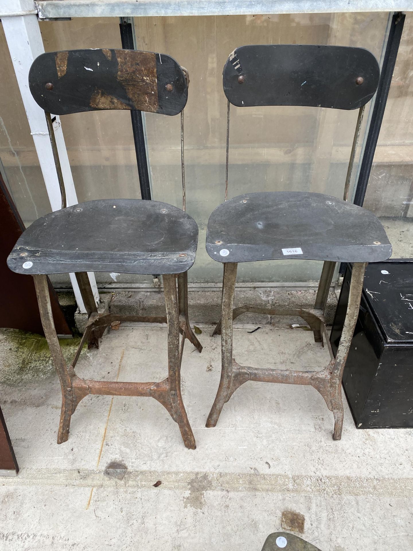 A PAIR OF INDUSTRIAL MACHINISTS CHAIRS