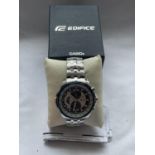 AN AS NEW AND BOXED CASIO EDIFICE WRIST WATCH SEEN WORKING BUT NO WARRANTY