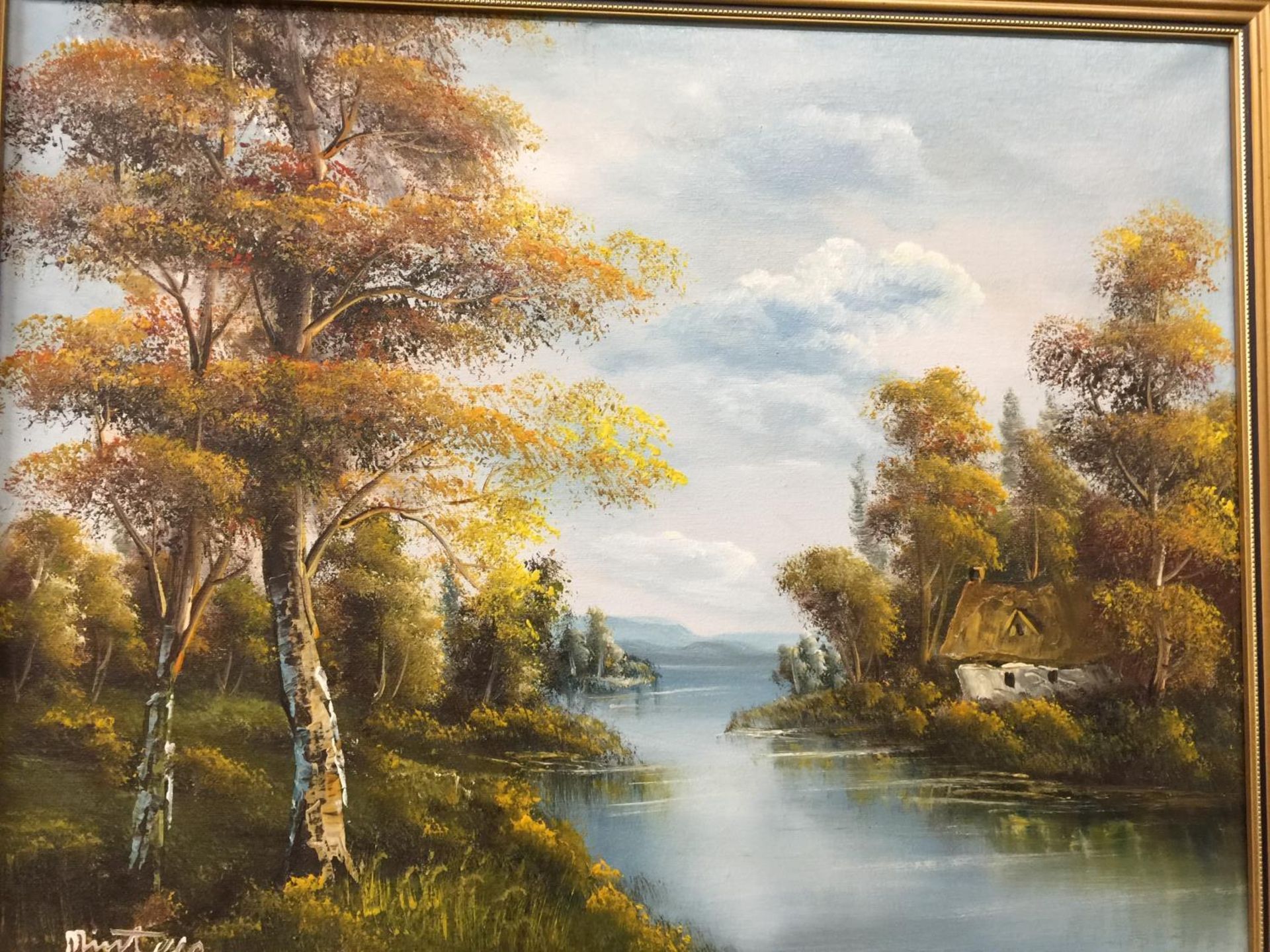 A FRAMED OIL ON CANVAS OF A RIVER SCENE, SIGNE MINTELA?, 58CM X 48CM - Image 3 of 3