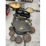 A SET OF LIBRASCO BALANCE SCALES AND AN ASSORTMENT OF WEIGHTS ETC