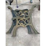 A PAIR OF DECORATIVE CAST IRON BENCH ENDS