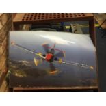 THREE LARGE LAMINATE PHOTOGRAPHS OF JET PLANES, 32' X 24'