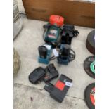 AN ASSORTMENT OF POWER TOOL BATTERIES AND CHARGERS TO INCLUDE MAKITA AND BOSCH ETC