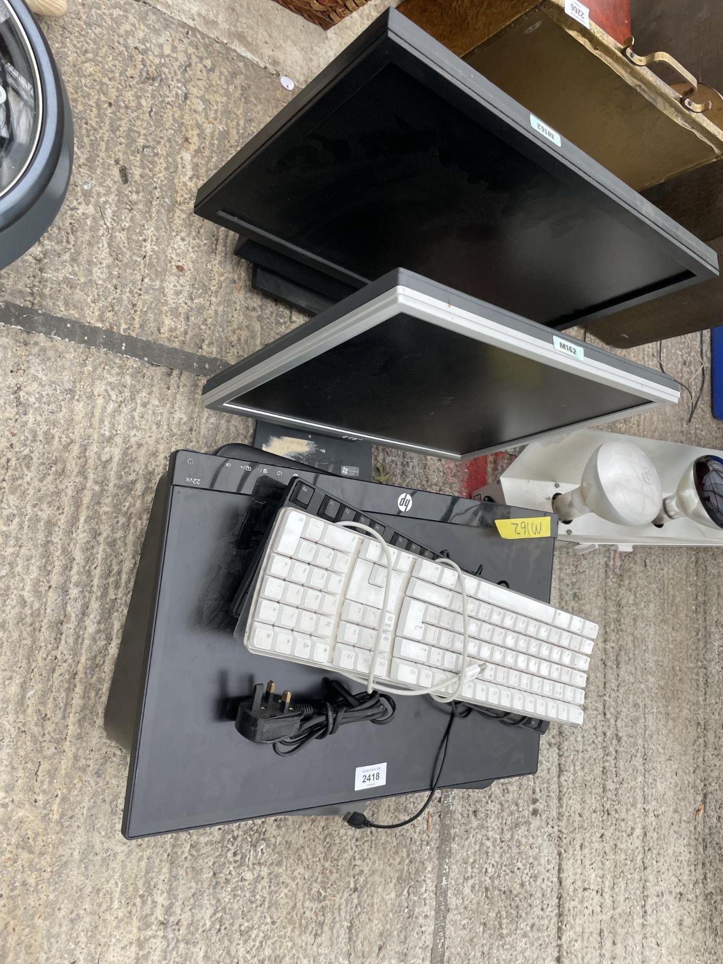 AN ASSORTMENT OF ITEMS TO INCLUDE COMPUTER MONITORS AND A PRINTER ETC