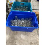 A LARGE QUANTITY OF ASSORTED GLASS JARS(NO LIDS)