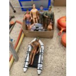 SIX VARIOUS ACTION MAN FIGURES, A BOAT AND ACCESORIES ETC