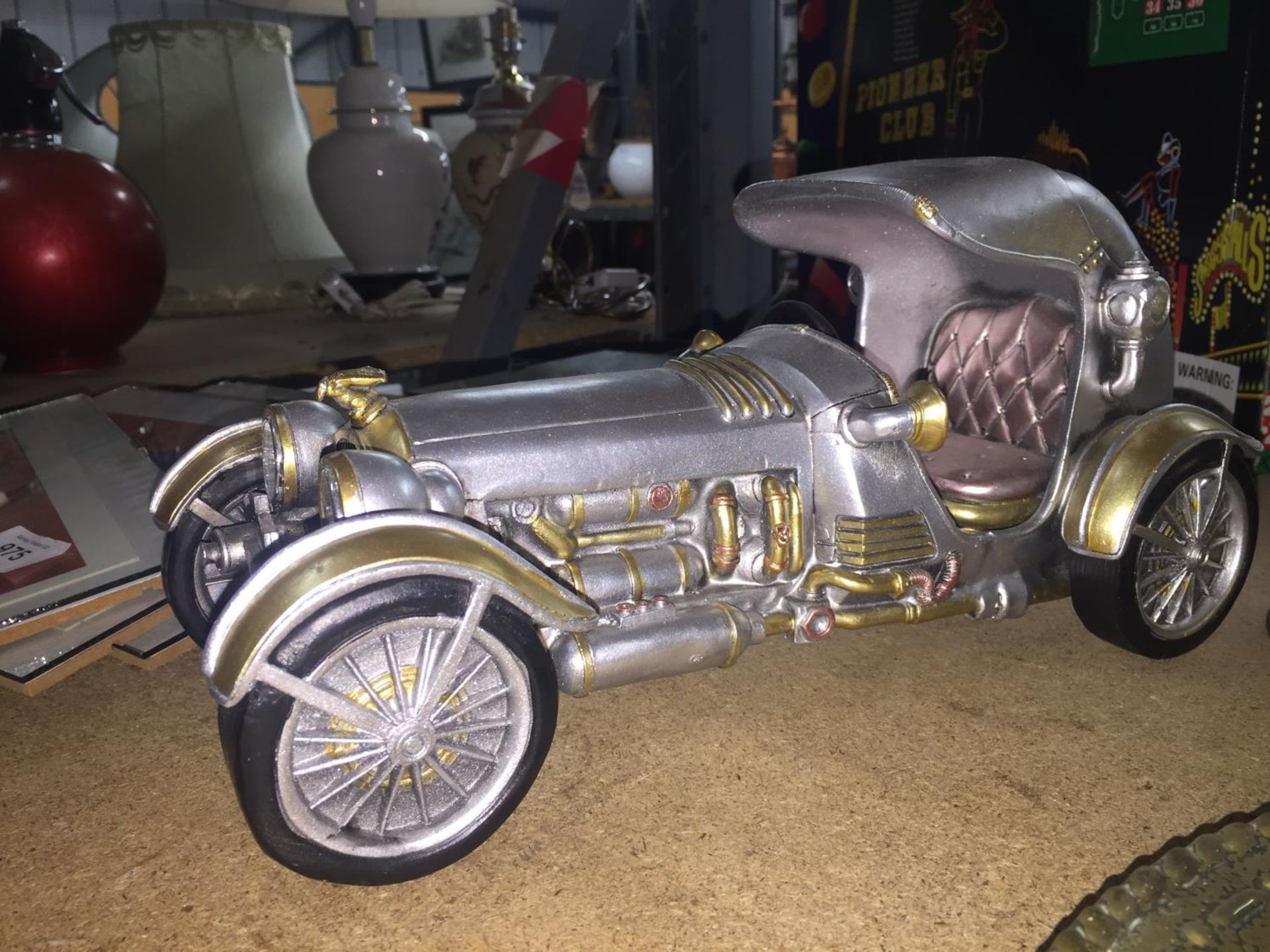 A PEWTER STEAM PUNK CAR