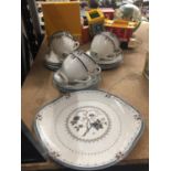 A ROYAL DOULTON OLD COLONY PART TEASET TO INCLUDE A CAKE PLATE, CUPS, SAUCERS AND SIDE PLATES