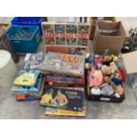 AN ASSORTMENT OF CHILDRENS TOYS AND BOARD GAMES ETC