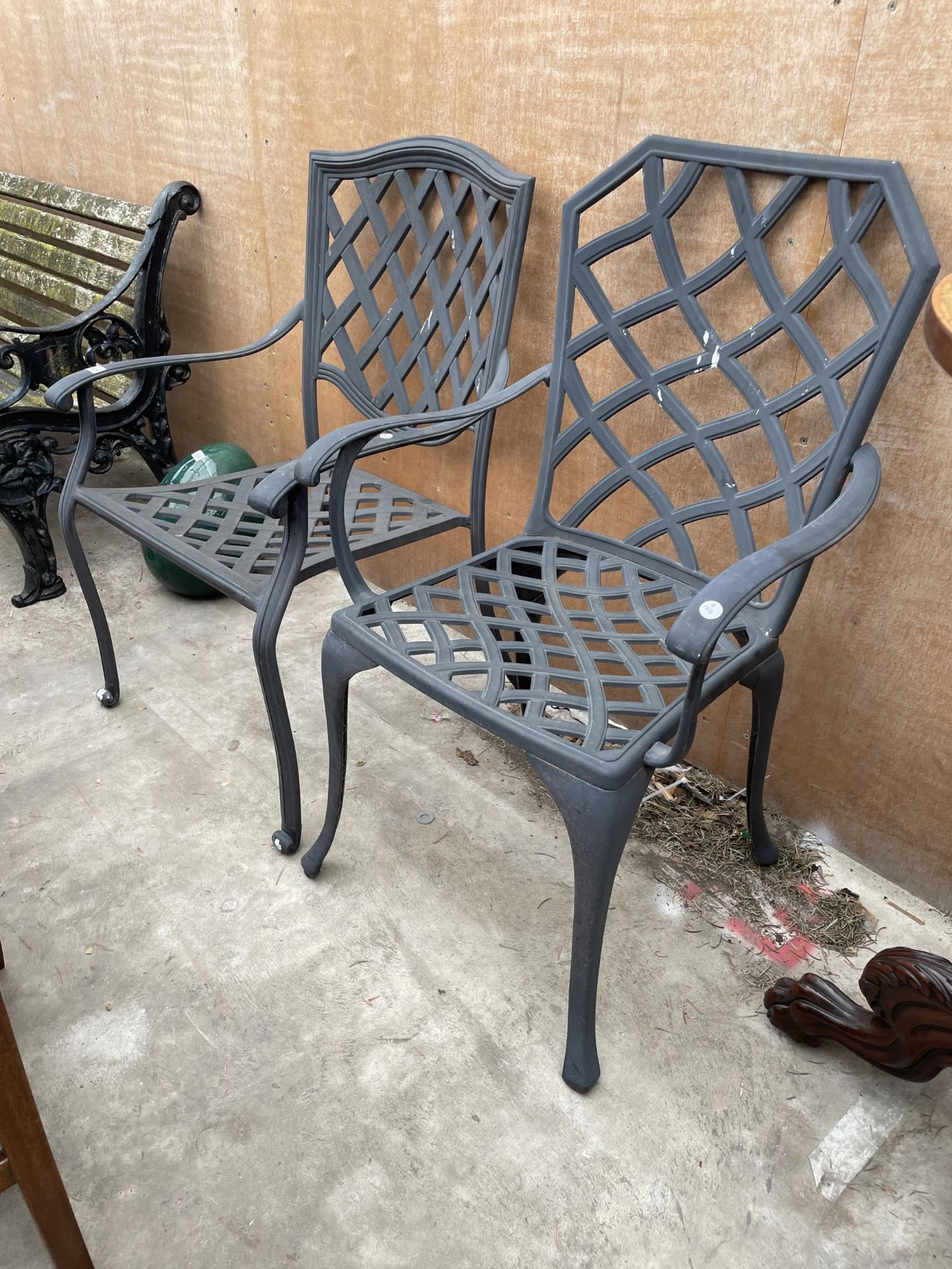 A NEAR PAIR OF CAST ALLOY CARVER CHAIRS - Image 2 of 2