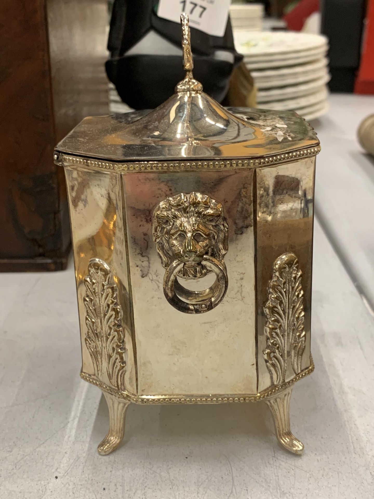 A REGENCY SILVER PLATED TEA CADDY - Image 2 of 3