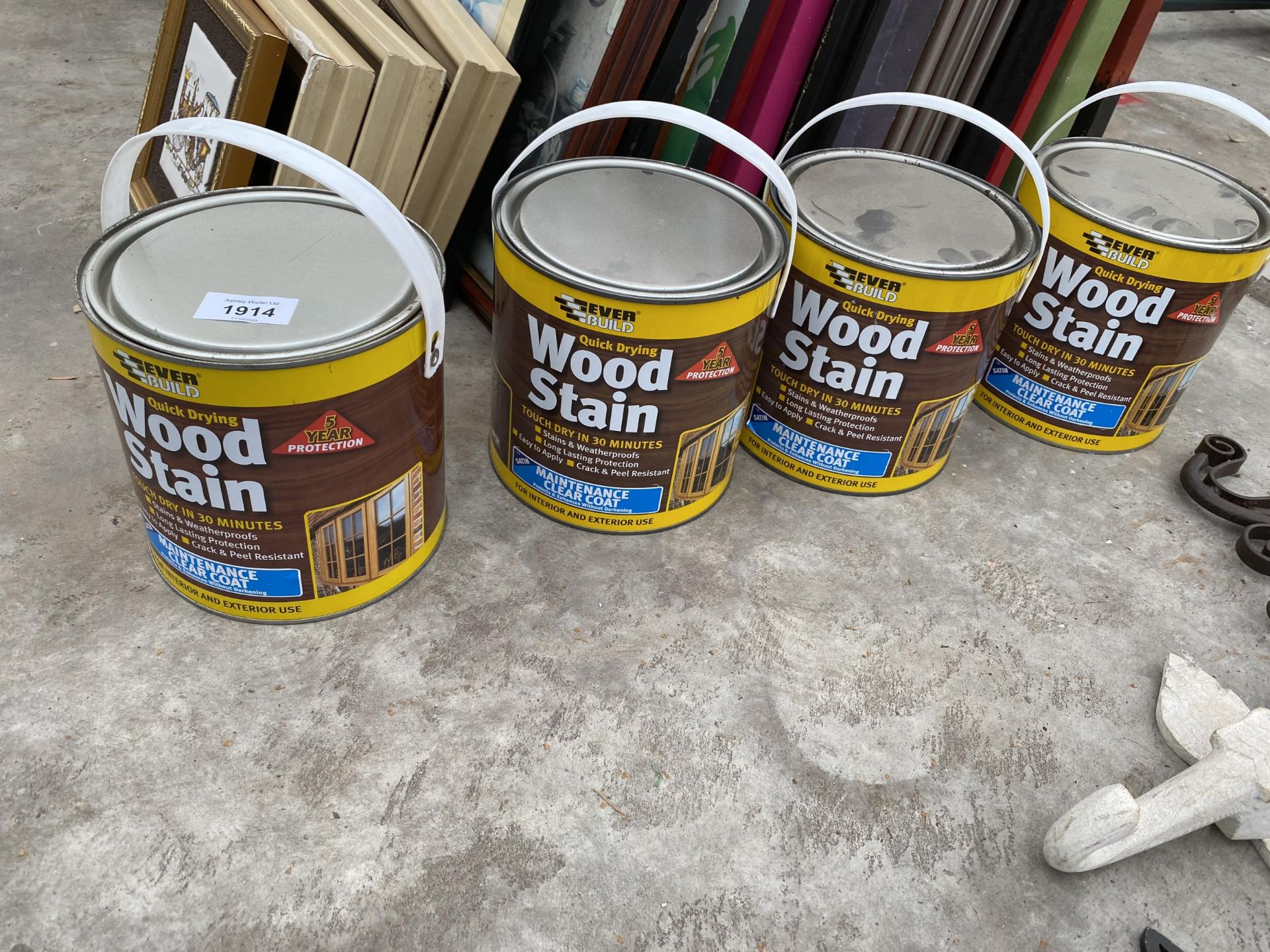 FOUR TINS OF EVER BUILD WOOD STAIN