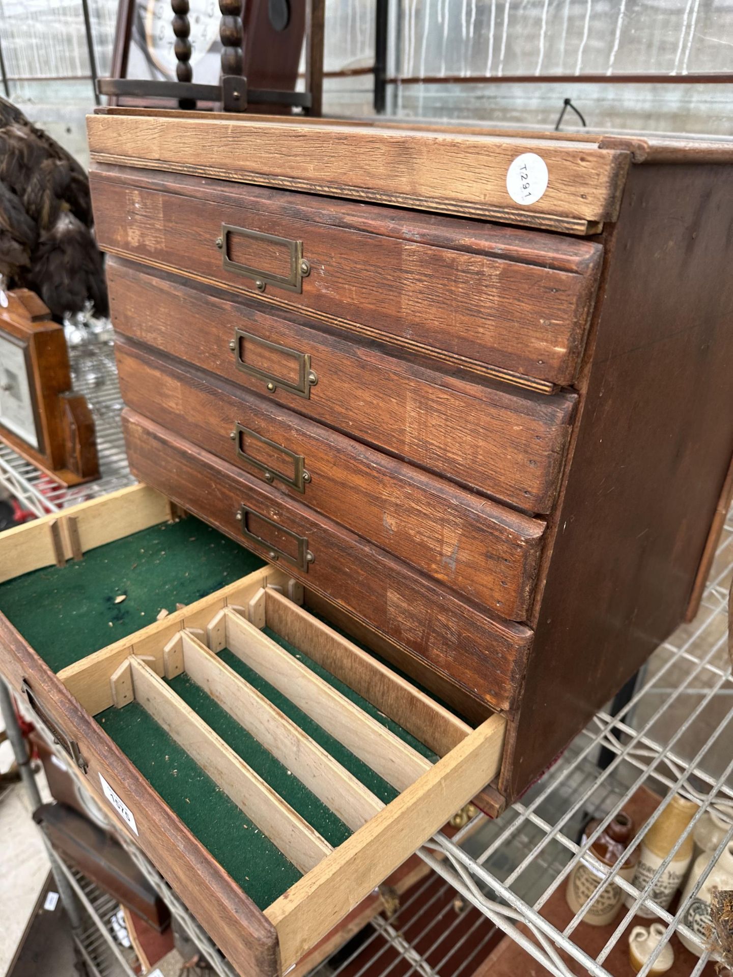 A MINIATURE FIVE DRAWER WOODEN ENGINEERS CHEST - Image 3 of 7