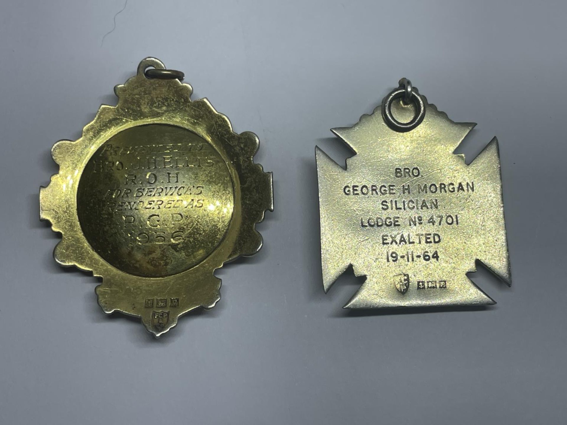 TWO HALLMARKED BIRMINGHAM SILVER MASONIC MEDALS - Image 2 of 3