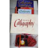 A GROUP OF CALLIGRAPHY BOOKS AND INK
