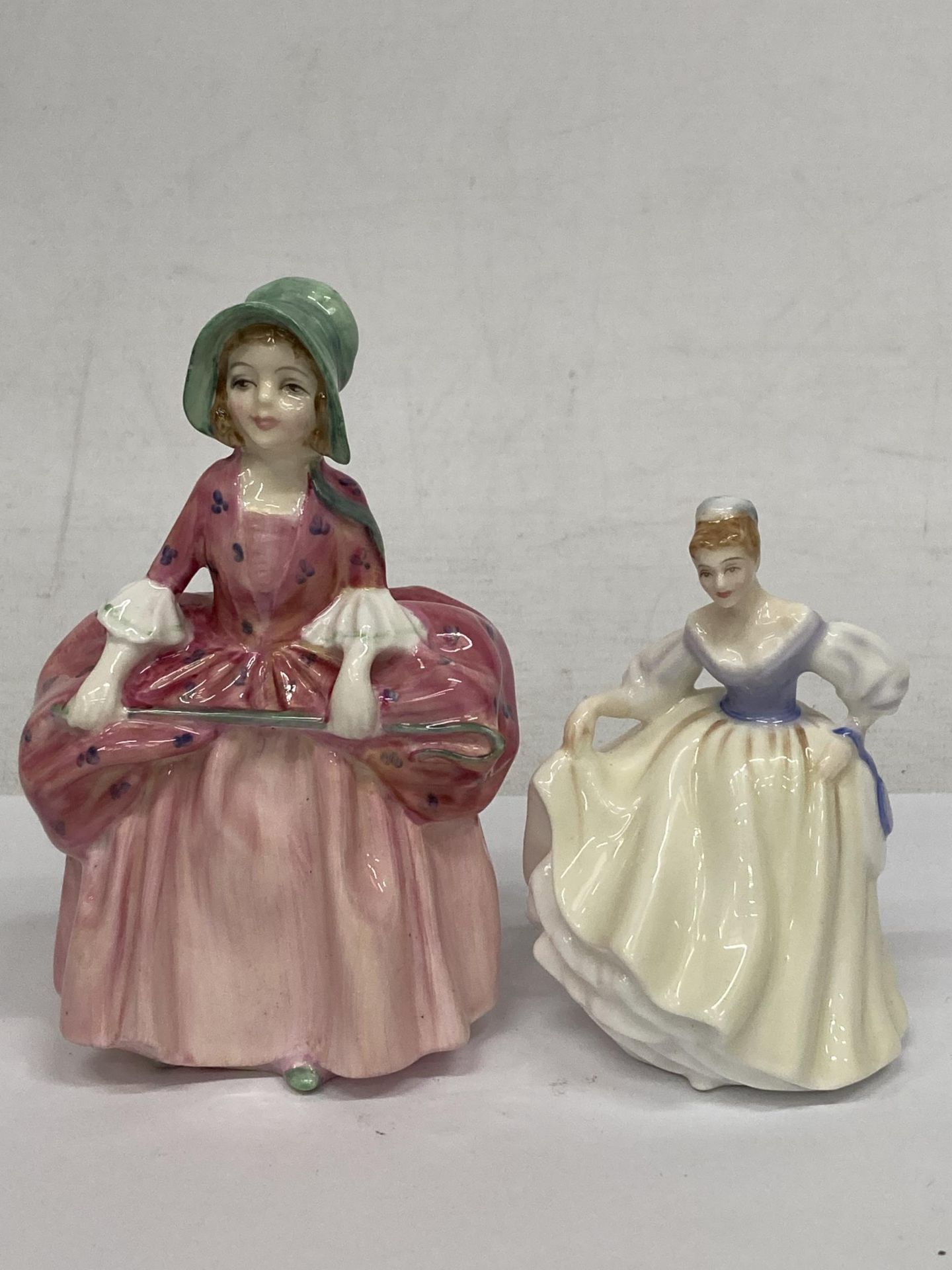 TWO ROYAL DOULTON FIGURINES "BO-PEEP" HN1811 AND ROYAL DOULTON MINIATURE "FAIR LADY" HN 3216