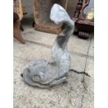 A HEAVY LEAD FISH WATER FEATURE (H:34CM)