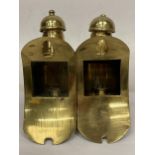 A PAIR OF VINTAGE BRASS CARRIAGE LANTERNS