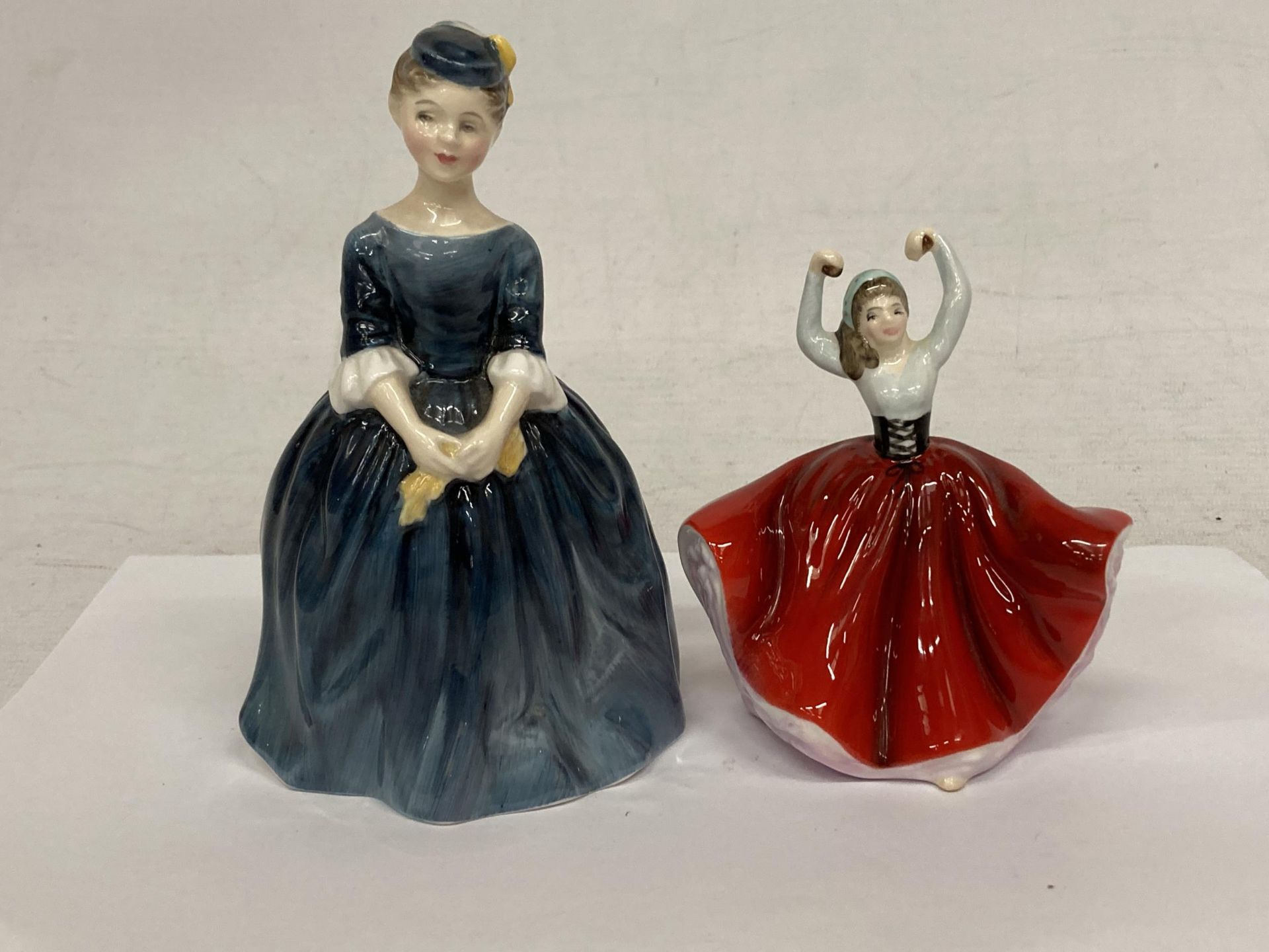 TWO ROYAL DOULTON FIGURINES ROYAL DOULTON MINIATURE "KAREN" HN3270 AND "CHERIE" HN2341