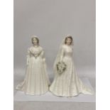 TWO COALPORT FIGURINES "THE QUEEN" BEING A LIMITED EDITION 2921 OF 7500 AND "QUEEN VICTORIA" LIMITED