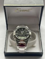 A CASIO EDIFICE WRIST WATCH NOT IN ORIGINAL PRESENTATION BOX SEEN WORKING BUT NO WARRANTY