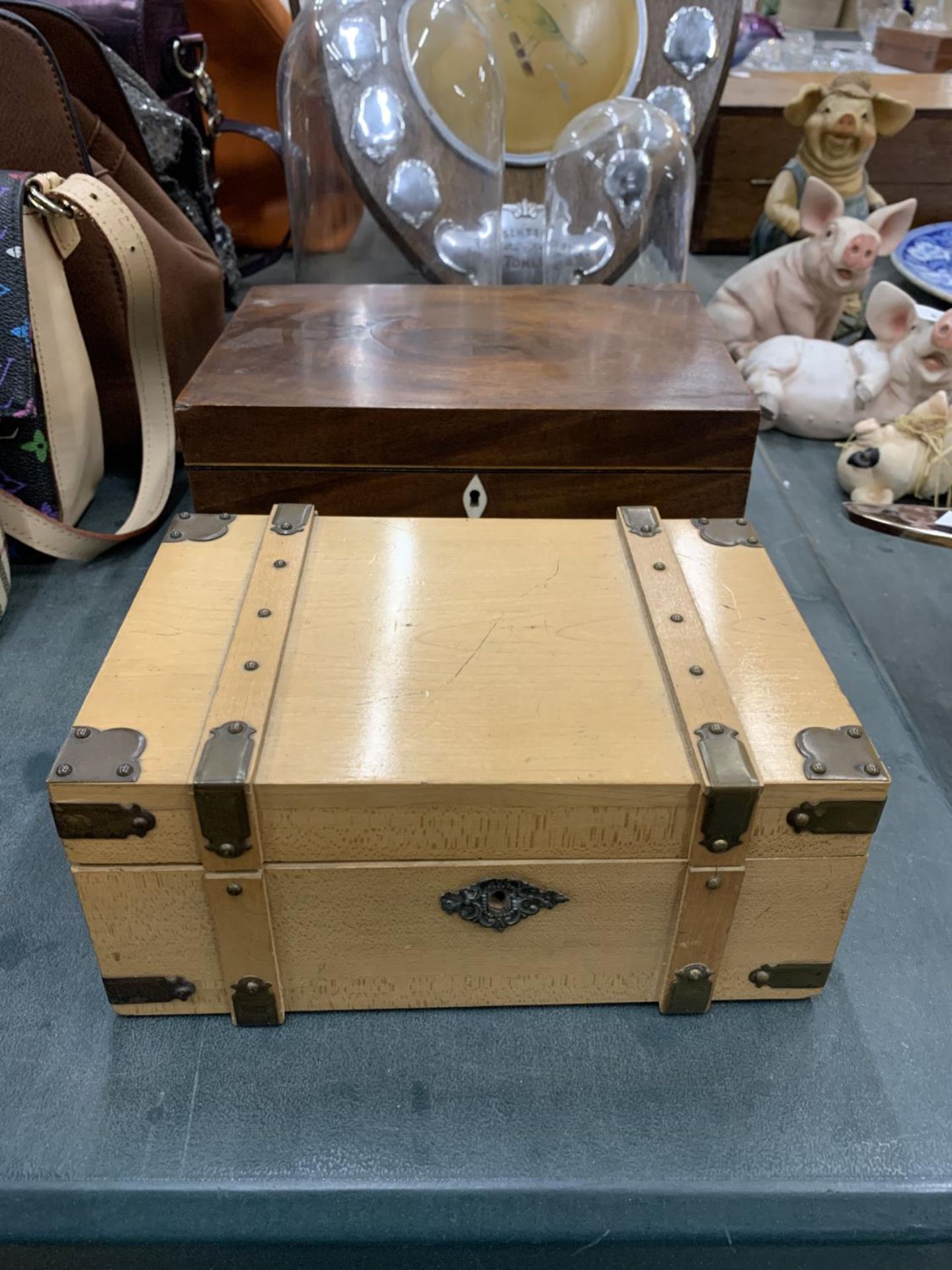 TWO VINTAGE WOODEN BOXES