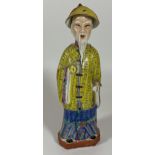 A CHINESE FAMILLE JAUNE STONEWARE FIGURE OF AN IMMORTAL, HEIGHT 26CM