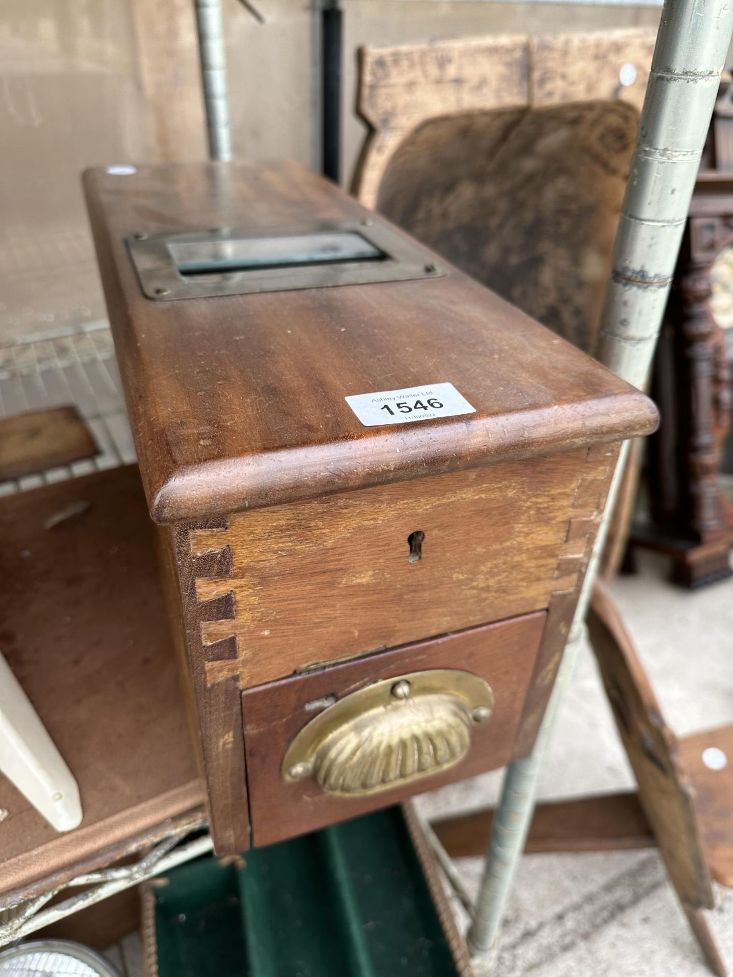 A VICTORIAN OAK 'GLEDHILL HALIFAX' CASH DRAWER WITH RECIEPT ROLLER