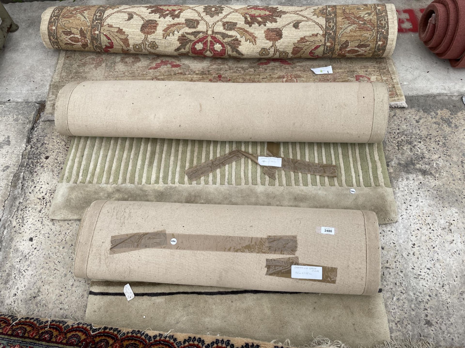 THREE VARIOUS PATTERNED RUGS