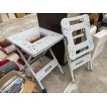 TWO HEAVY FOLDING METABO WORK BENCHES