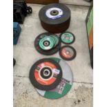 AN ASSORTMENT OF VARIOUS GRINDING DISCS