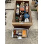 AN ASSORTMENT OF ITEMS TO INCLUDE SCREWS AND FURNITURE OIL ETC