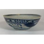 AN 18TH CENTURY OR POSSIBLY EARLIER, CHINESE MING STYLE BLUE AND WHITE PORCELAIN BOWL, SIX CHARACTER