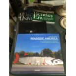 TWO HARDBACK BENTLEY BOOKS, AN ATLAS OF THE UNIVERSE PLUS ROADSIDE AMERICA