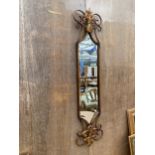 A METALWARE FRAMED WALL MIRROR, 41 X 10"