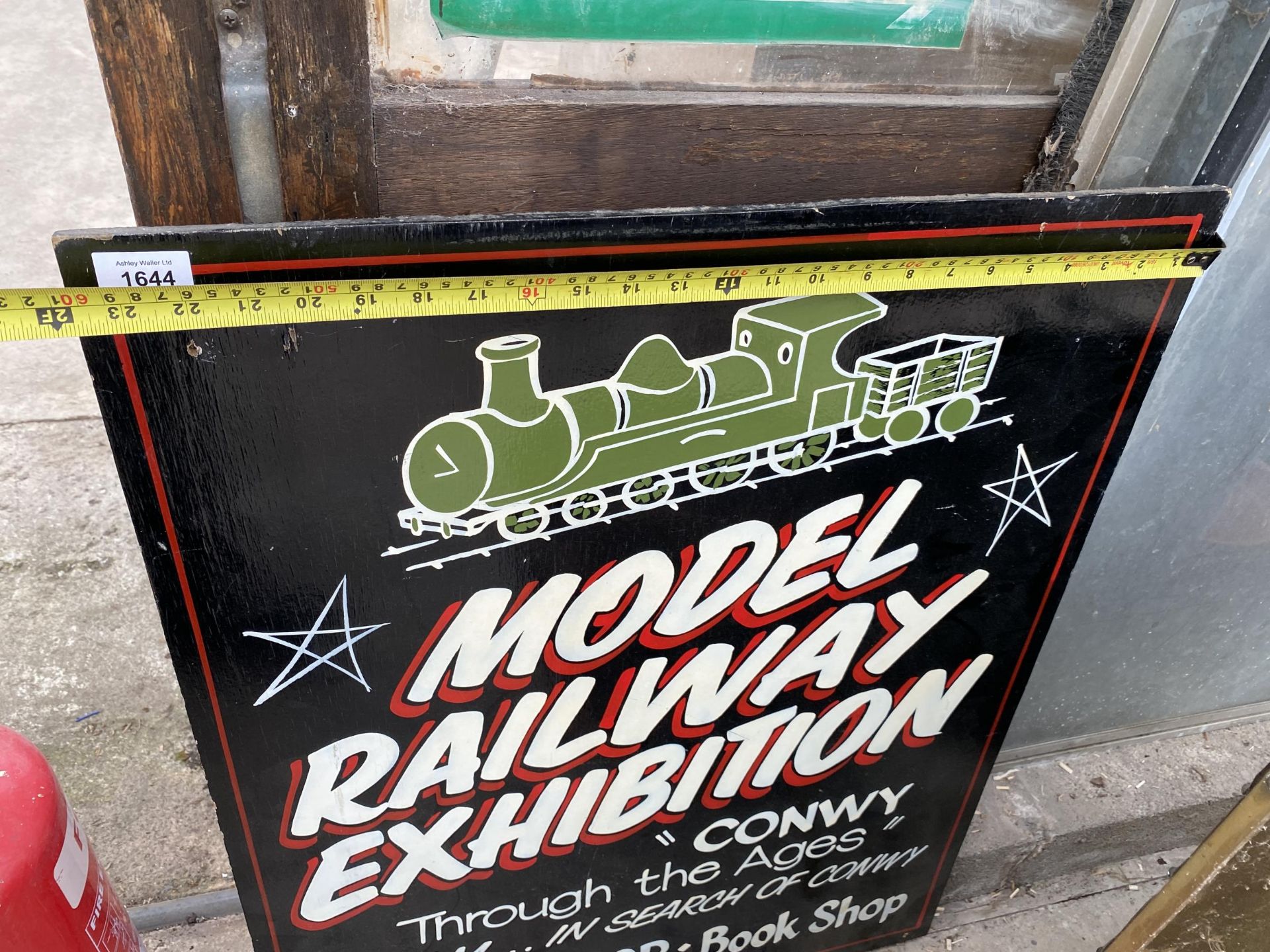 A WOODEN 'MODEL RAILWAY EXHIBITION' SIGN - Image 2 of 4