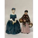 TWO ROYAL DOULTON FIGURINES "THE ORANGE LADY" FROM THE MINIATURE STREET VENDORS AND CHERIE HN2341