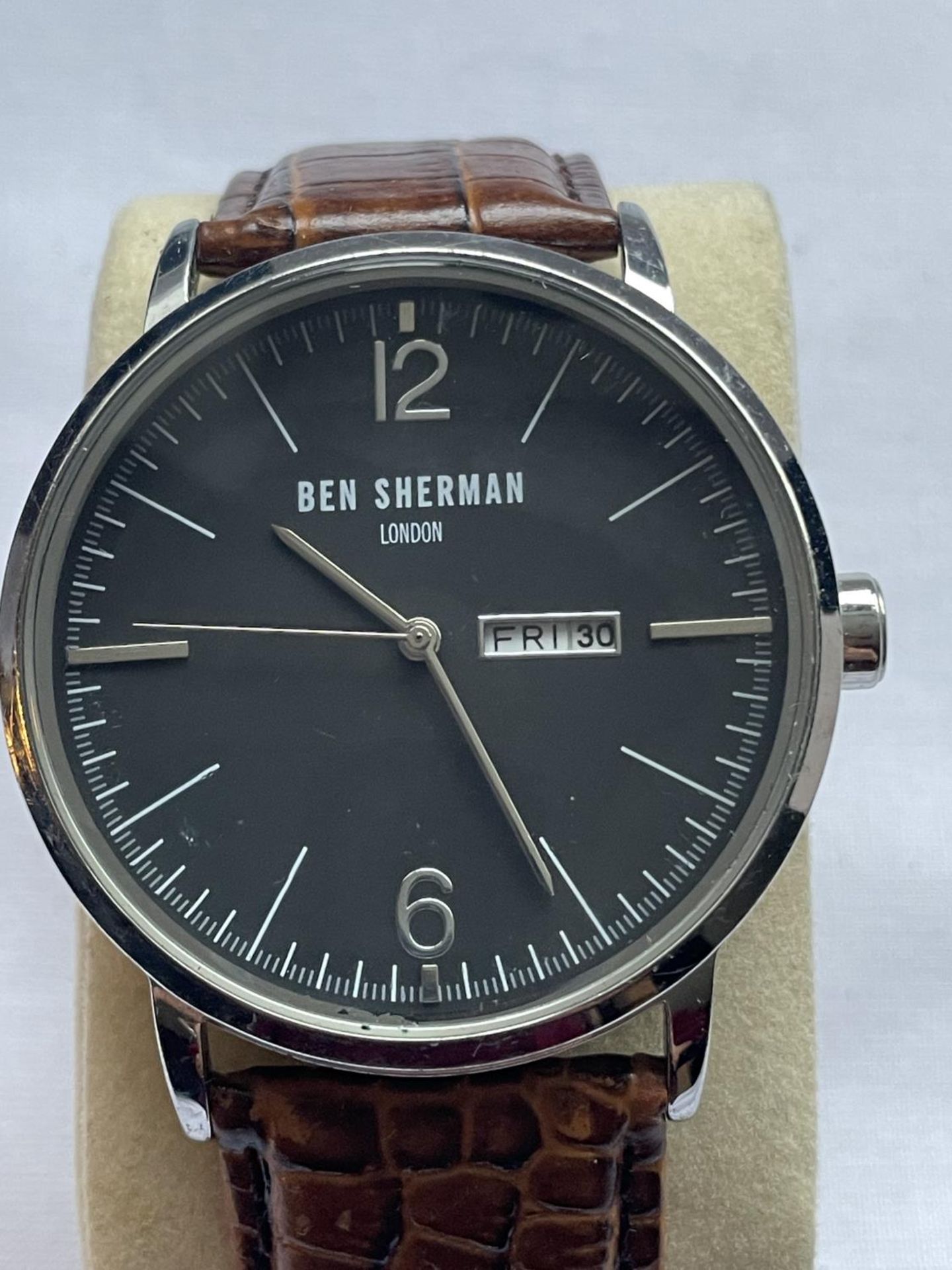 A BEN SHERMAN WRIST WATCH SEEN WORKING BUT NO WARRANTY - Image 2 of 3