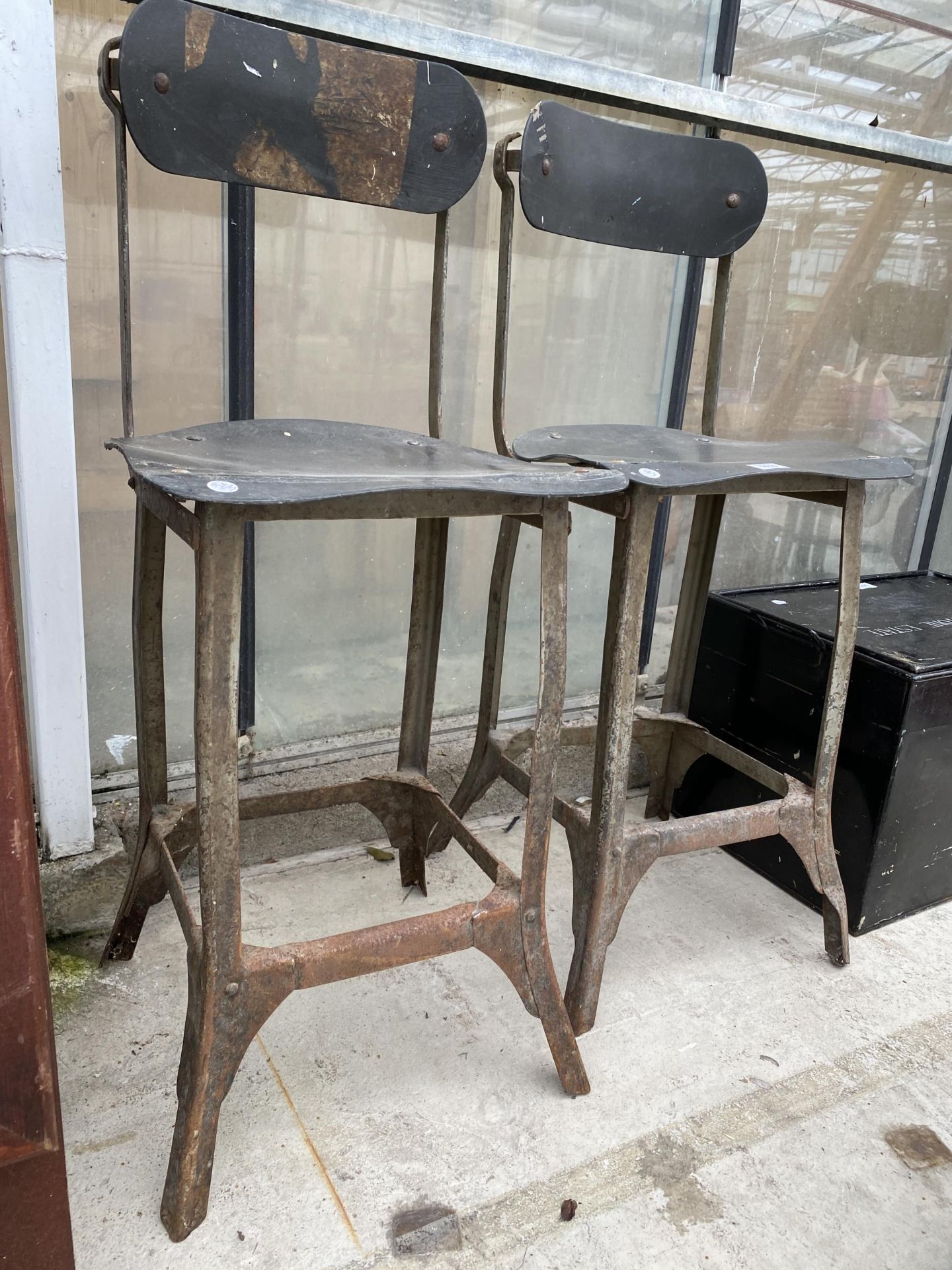 A PAIR OF INDUSTRIAL MACHINISTS CHAIRS - Image 2 of 2