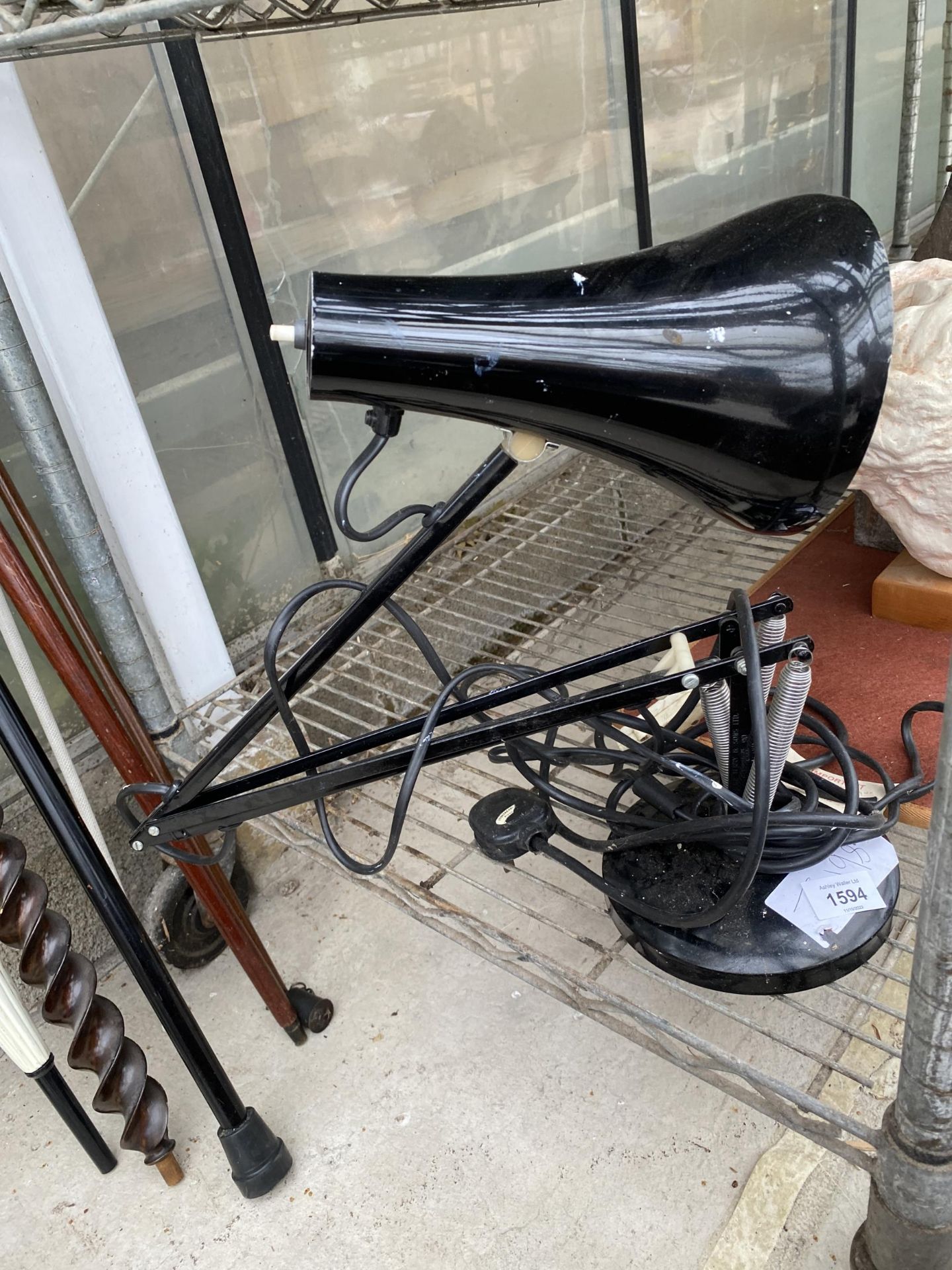 A VINTAGE AND RETRO BLACK ANGLE POISE LAMP