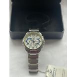 A CASIO EDIFICE WRIST WATCH NOT IN ORIGINAL PRESENTATION BOX SEEN WORKING BUT NO WARRANTY