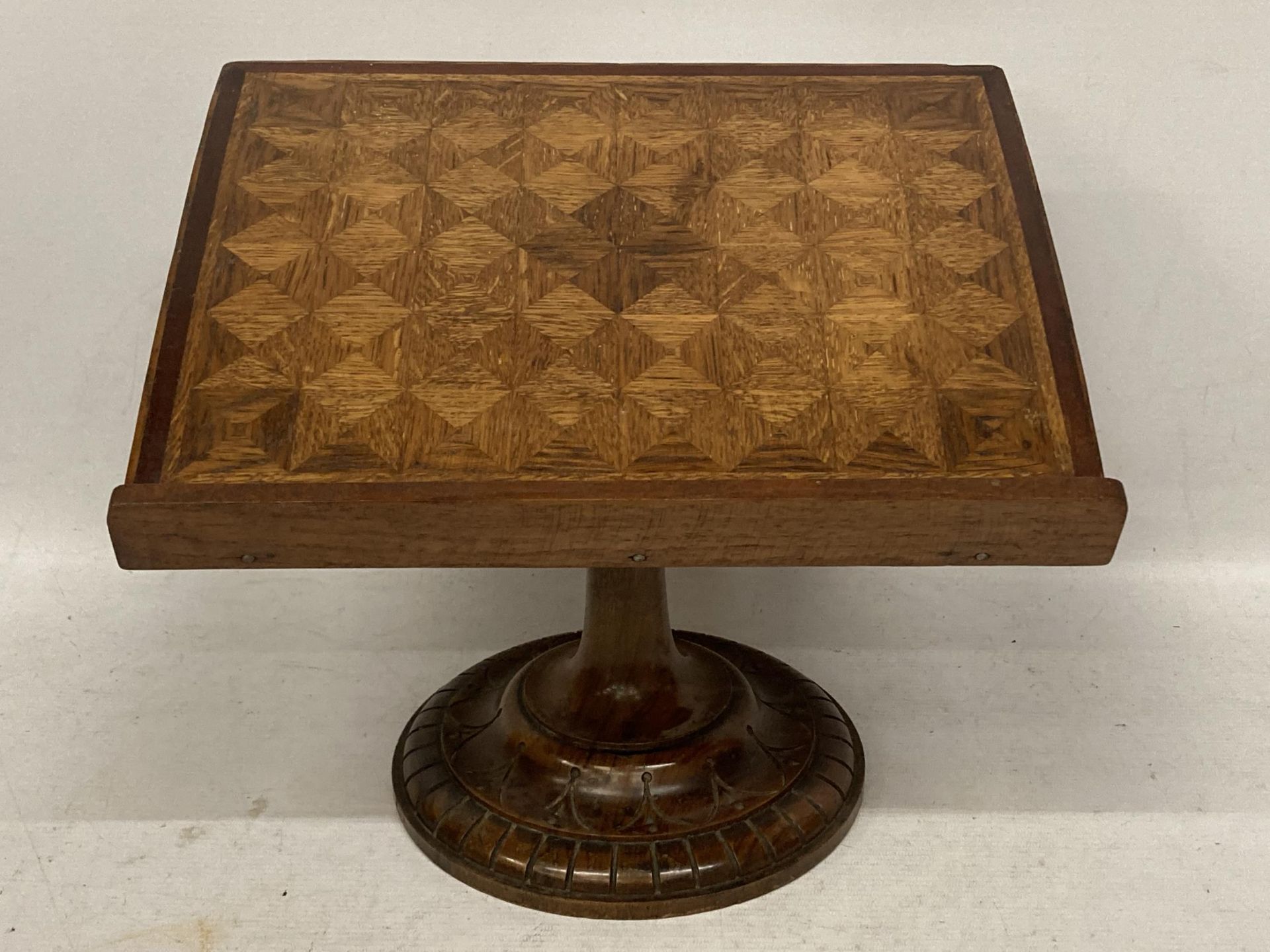 A VINTAGE OAK AND MAHOGANY BASE LECTURN MUSIC STAND