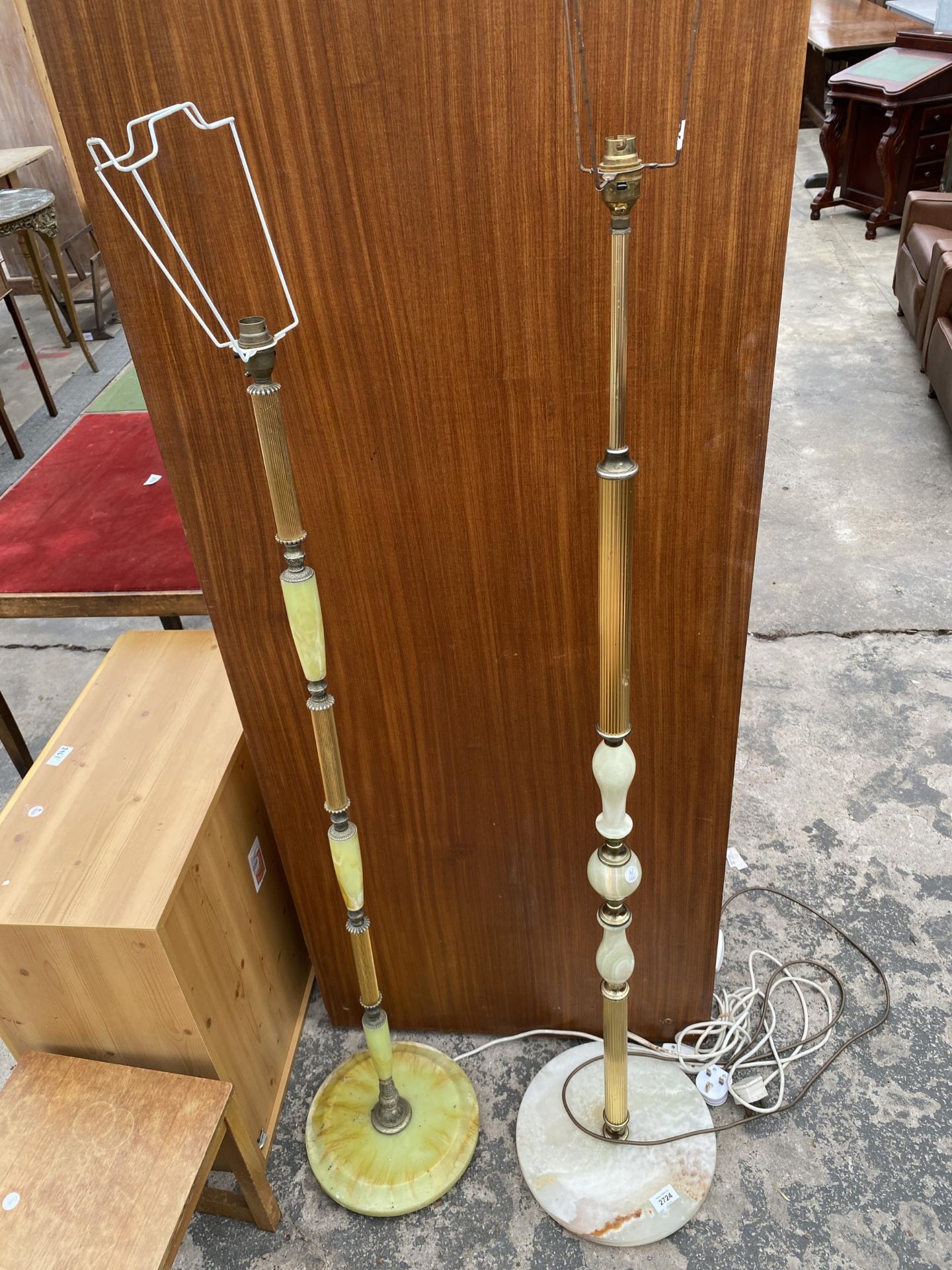 TWO 1970'S ONYX STANDARD LAMPS