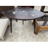 A FAN SHAPED CORNER TABLE WITH CHINOISERIE DECORATION