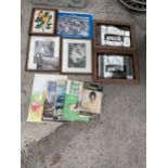AN ASSORTMENT OF FRAMED PICTURES AND BOOKS TO INCLUDE TWO FRAMED ROLLS ROYCE ADVERTISING MIRRORS