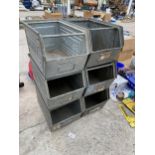 SIX GALVANISED METAL LIN BIN BOXES